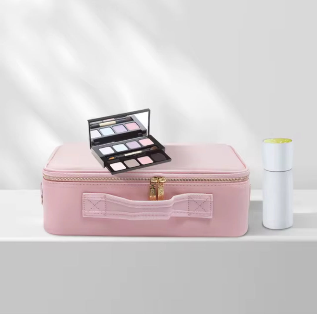 ShineBox - Organizador de Maquillaje Portátil con Espejo LED